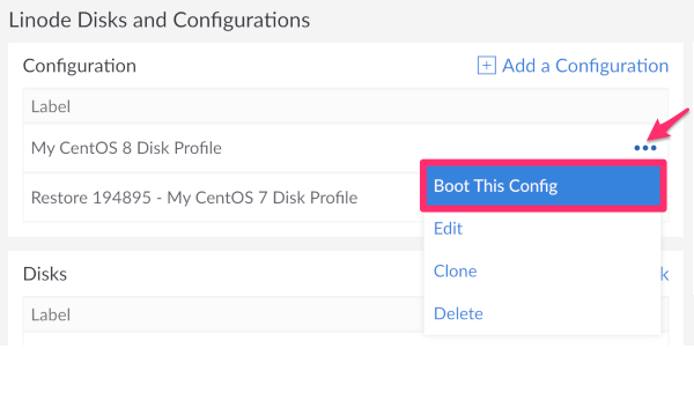 Boot This Configuration Drop Down Menu Boot This Configuration Drop Down Menu