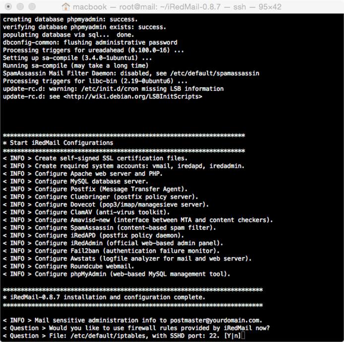 iredmail Firewall and SSH port