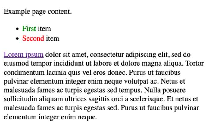 Removed element from the example page